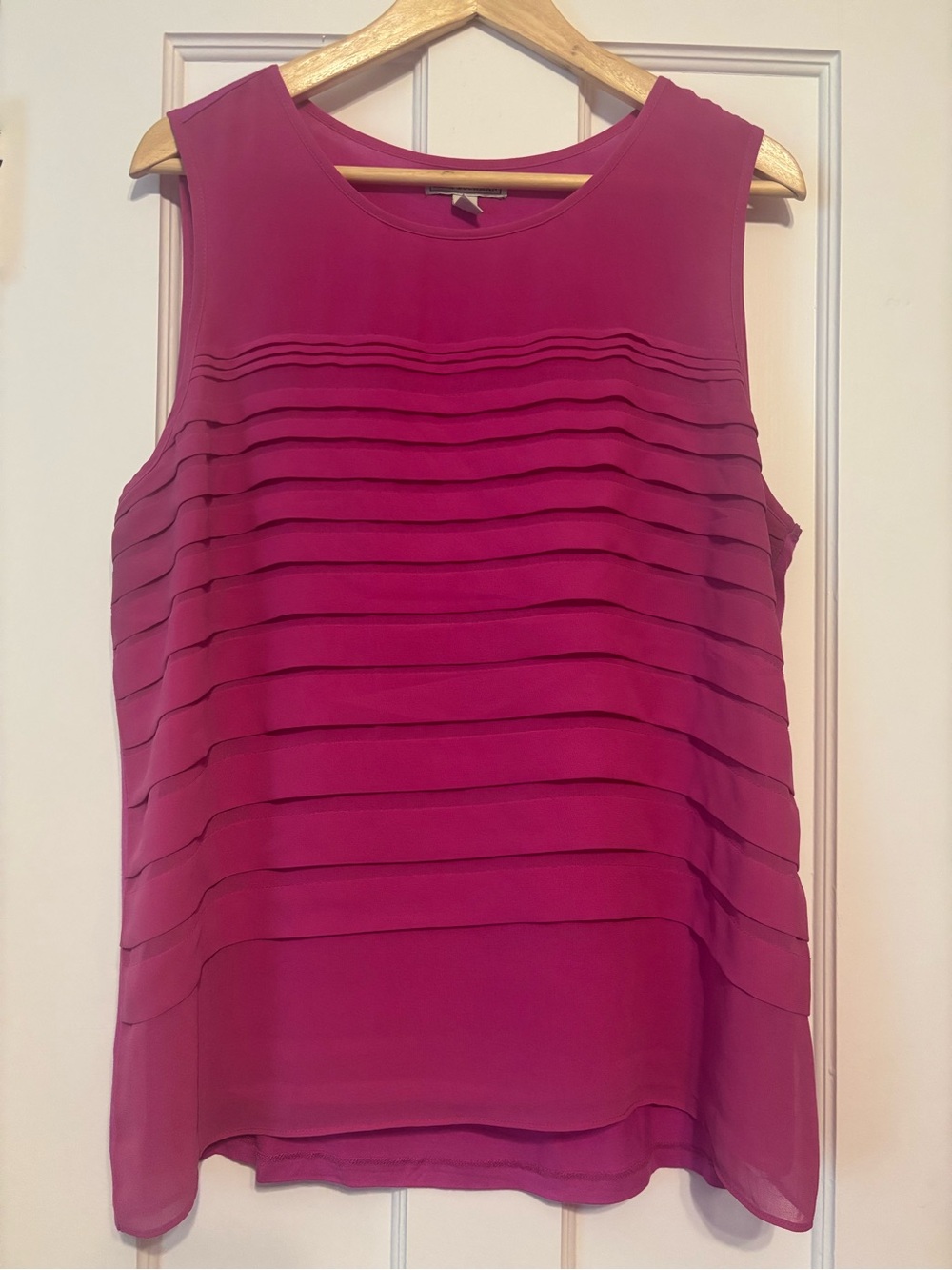 Dana Buchman Layered Pleat Sleeveless Shell - Raspberry